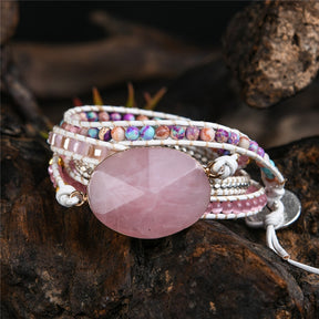 Goddess of Love Rose Quartz Bracelet - Wrap Bracelets - Pretland | Spiritual Crystals & Jewelry