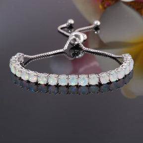 Spiritual White Opal Silver Bracelet - Bracelets - Pretland | Spiritual Crystals & Jewelry