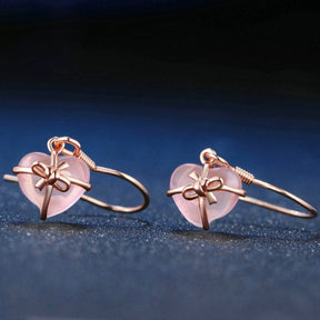 Romantic Rose Quartz 18K Gold Plated Earrings - Earrings - Pretland | Spiritual Crystals & Jewelry
