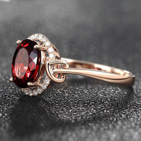 Luxury Garnet & Zircon Sterling Silver Ring - 6 - Rings - Pretland | Spiritual Crystals & Jewelry