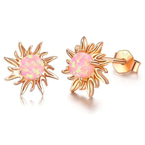 Chic Sunflower Opal Stud Earrings - Rose Gold Plated - Stud Earrings - Pretland | Spiritual Crystals & Jewelry