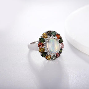 Conscious Oasis Tourmaline Opal Ring - Rings - Pretland | Spiritual Crystals & Jewelry