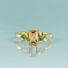 Luxury 14K Gold Plated Emerald Citrine Ring - 5 / Citrine - Rings - Pretland | Spiritual Crystals & Jewelry