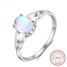 Chic Oval Moonstone 925 Sterling Silver Ring - Rings - Pretland | Spiritual Crystals & Jewelry