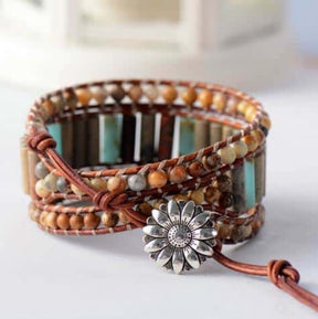 Bohemian Sunflower Charm Bracelet - Wrap Bracelets - Pretland | Spiritual Crystals & Jewelry