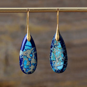 Natural Blue Sea Drop Earrings - Earrings - Pretland | Spiritual Crystals & Jewelry