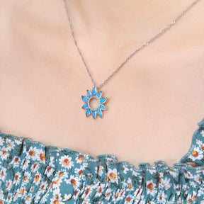 Spiritual Sun Blue Fire Opal Pendant - Necklaces - Pretland | Spiritual Crystals & Jewelry