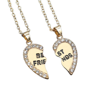 Heart Shape Rhinestone Best Friends Necklace - Pendant Necklaces - Pretland | Spiritual Crystals & Jewelry