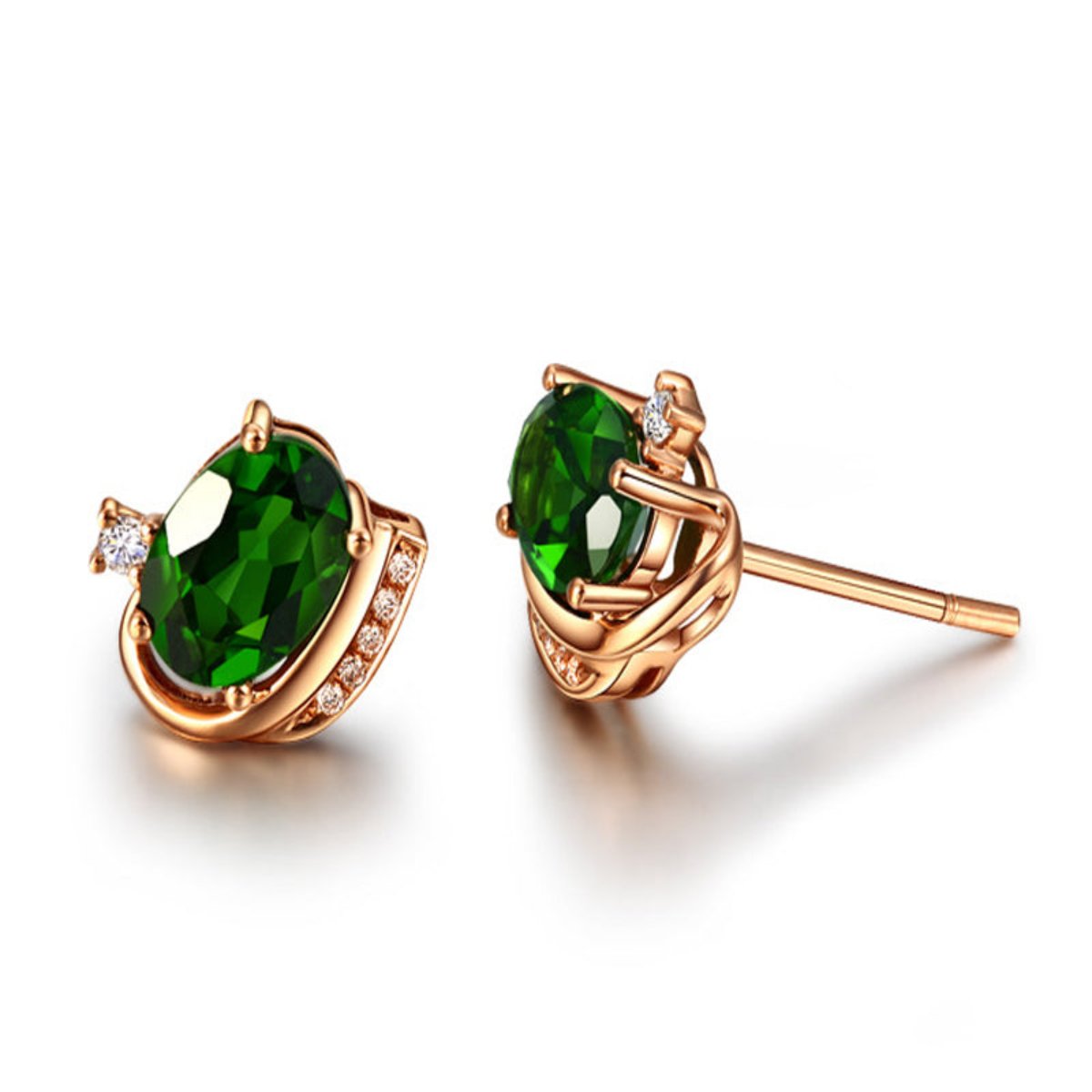 Elegant 925 Silver Oval Emerald Earrings - Earrings - Pretland | Spiritual Crystals & Jewelry