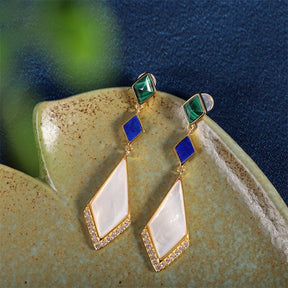 Enchanting Malachite Lapis Lazuli S925 Silver Earrings - Earrings - Pretland | Spiritual Crystals & Jewelry