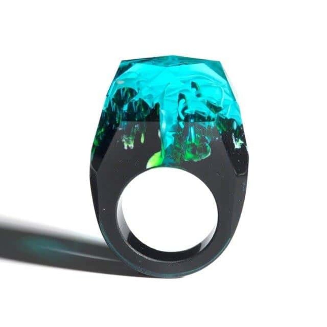 Marbeu Wooden Comfy Ring - 6.5 / Ocean blue - Rings - Pretland | Spiritual Crystals & Jewelry