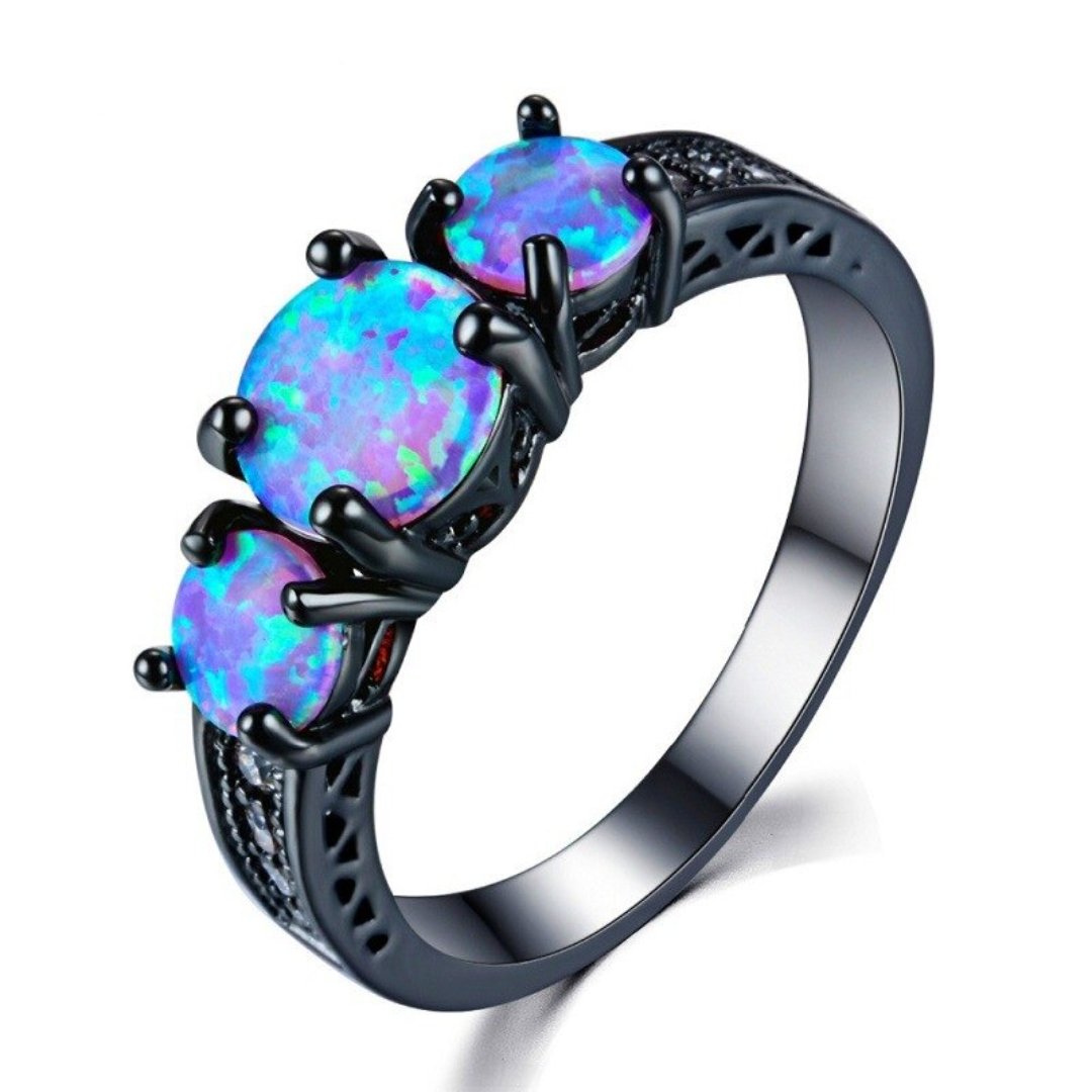 Chic Pink Opal Black Silver Ring - Rings - Pretland | Spiritual Crystals & Jewelry