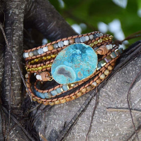 Ocean Jasper Golden Bracelet - Wrap Bracelets - Pretland | Spiritual Crystals & Jewelry