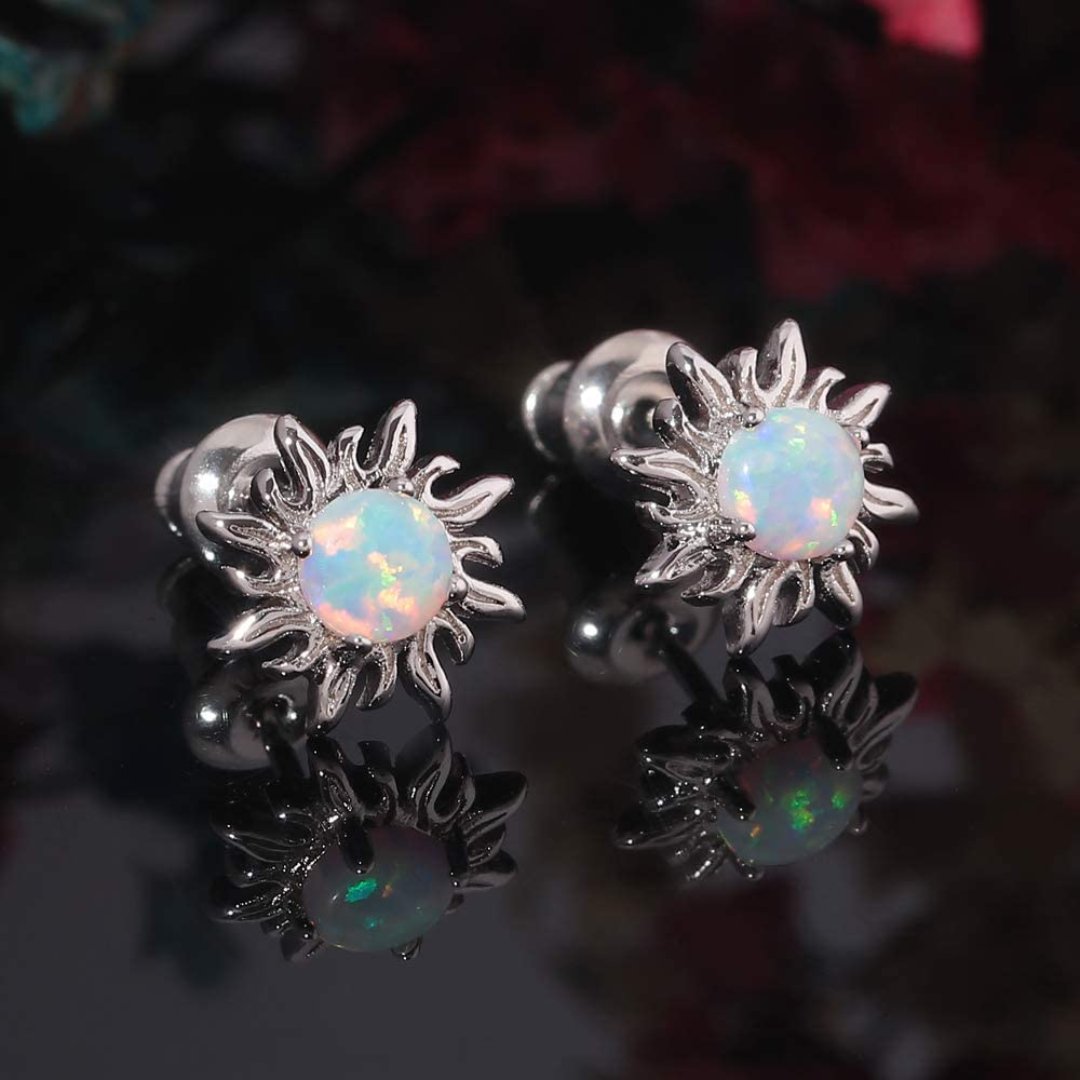 Chic Sunflower Opal Stud Earrings - Stud Earrings - Pretland | Spiritual Crystals & Jewelry