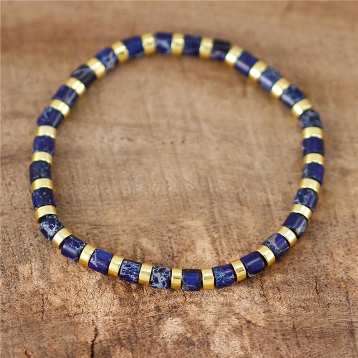 Ethnic Natural Stone Jaspers Beads Bracelet - Navy - Bracelets - Pretland | Spiritual Crystals & Jewelry