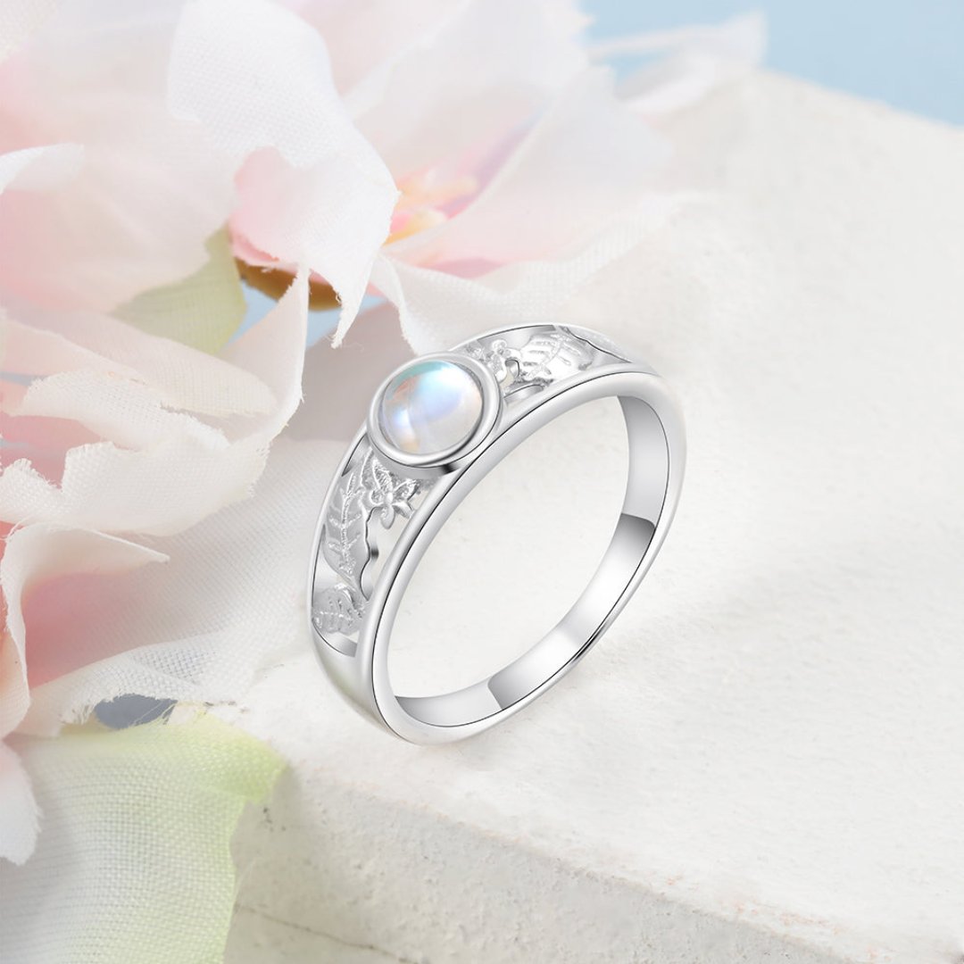 Hollow Design Moonstone 925 Sterling Silver Ring - Rings - Pretland | Spiritual Crystals & Jewelry