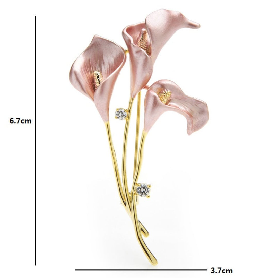 Lily Flower Enamel & Zirconia Brooch - Brooches - Pretland | Spiritual Crystals & Jewelry