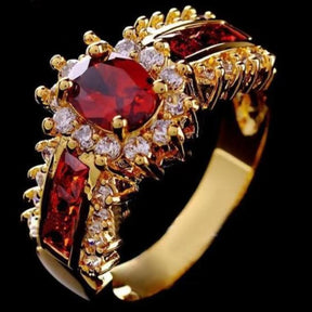 Elegant Blue & Red Zirconia Ring - 6 / Red - Rings - Pretland | Spiritual Crystals & Jewelry