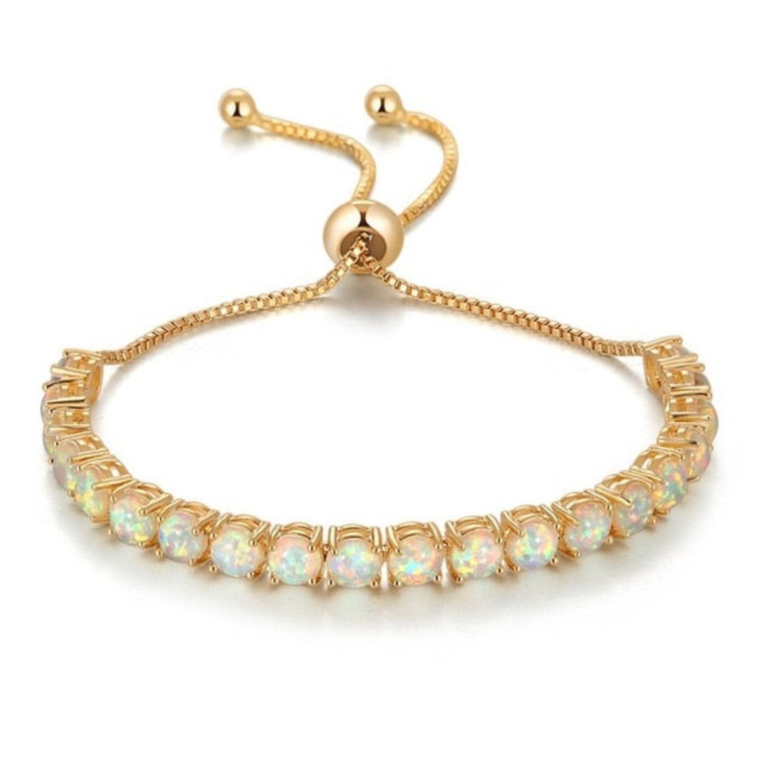 Spiritual White Opal Silver Bracelet - White Opal-Gold - Bracelets - Pretland | Spiritual Crystals & Jewelry