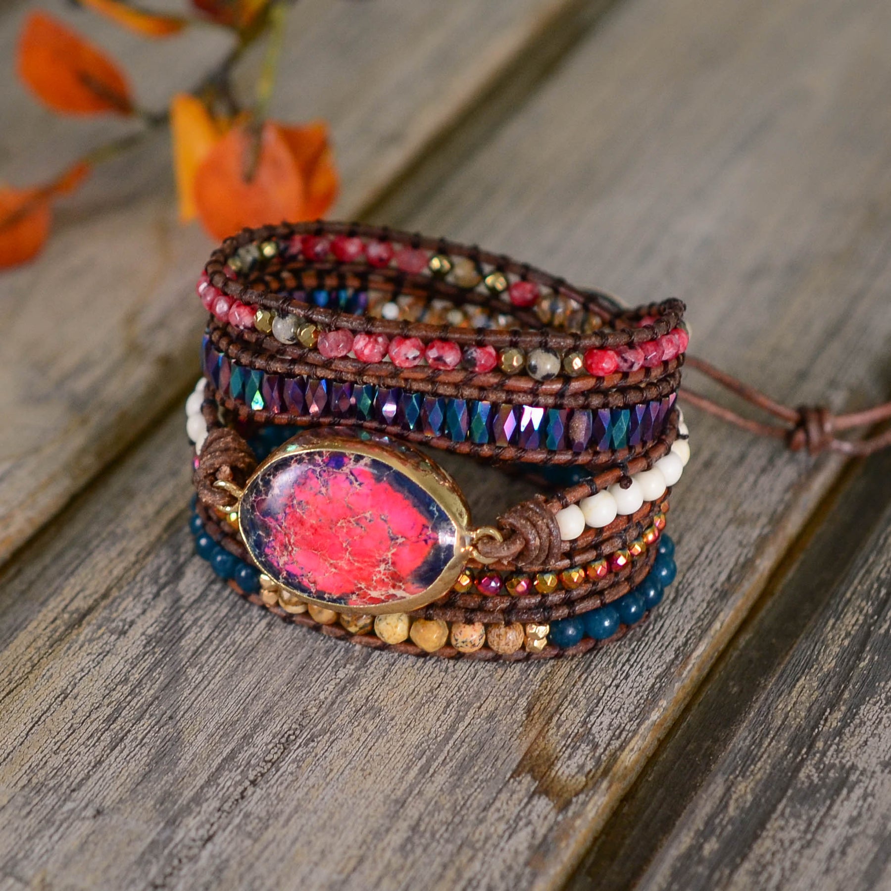 Scarlet Imperial Jasper Bracelet - Wrap Bracelets - Pretland | Spiritual Crystals & Jewelry