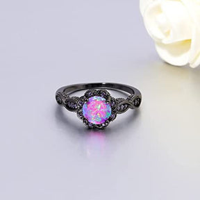 Flower Opal Zirconia Black Ring - Rings - Pretland | Spiritual Crystals & Jewelry