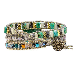 Boho Green Mica Wrap Bracelet - Bracelets - Pretland | Spiritual Crystals & Jewelry