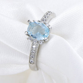 Shining Aquamarine 925 Sterling Silver Ring - Rings - Pretland | Spiritual Crystals & Jewelry