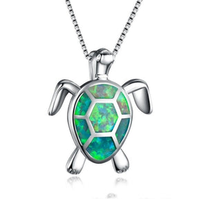 Spirit Turtle Opal Silver Necklace - Necklaces - Pretland | Spiritual Crystals & Jewelry