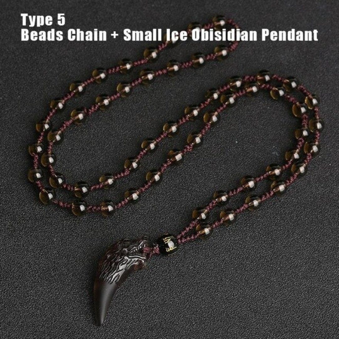 Wolf Courage Obsidian Necklace - Necklaces - Pretland | Spiritual Crystals & Jewelry