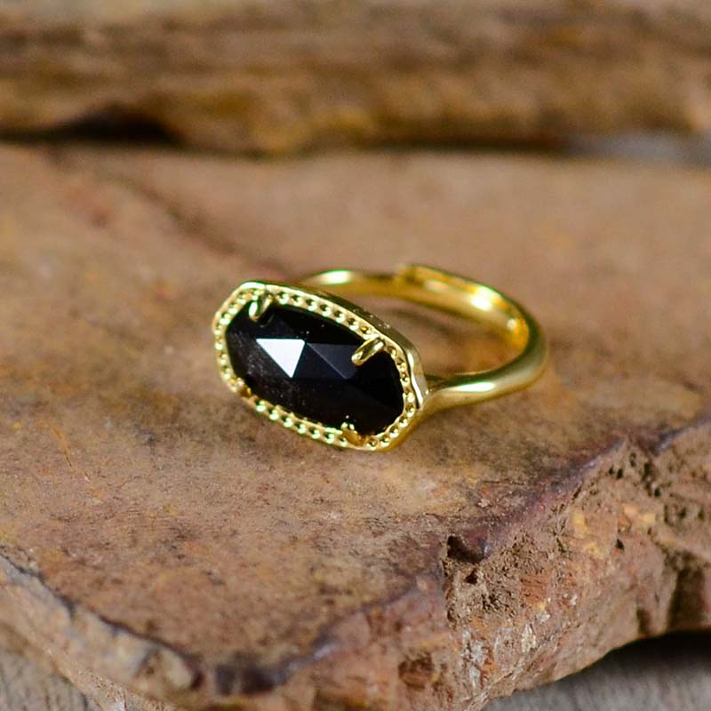 Natural Black Onyx Adjustable Ring - Rings - Pretland | Spiritual Crystals & Jewelry