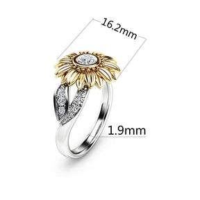 Sunflower Cubic Zirconia Ring - Rings - Pretland | Spiritual Crystals & Jewelry