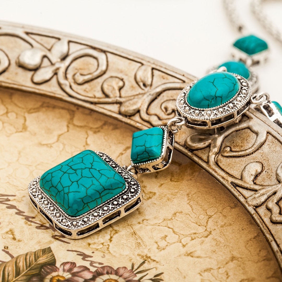 Vintage Natural Turquoise Necklace - Necklaces - Pretland | Spiritual Crystals & Jewelry