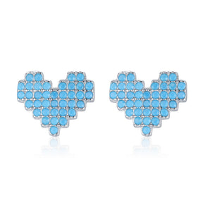 Turquoise Heart 925 Sterling Silver Stud Earrings - Earrings - Pretland | Spiritual Crystals & Jewelry