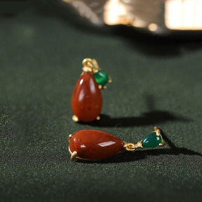 Vintage Red Tourmaline Earrings - Default Title - Earrings - Pretland | Spiritual Crystals & Jewelry