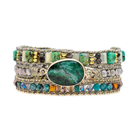 Boho Green Mica Wrap Bracelet - Bracelets - Pretland | Spiritual Crystals & Jewelry