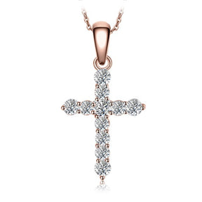 Chic Cross Zirconia Sterling Silver Pendant - Pink - Necklaces - Pretland | Spiritual Crystals & Jewelry