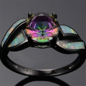 Rainbow Topaz & Fire Opal Ring - Rings - Pretland | Spiritual Crystals & Jewelry