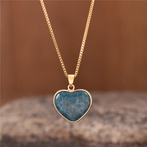 Spiritual Heart Natural Stone Necklace - Apatite - Necklaces - Pretland | Spiritual Crystals & Jewelry