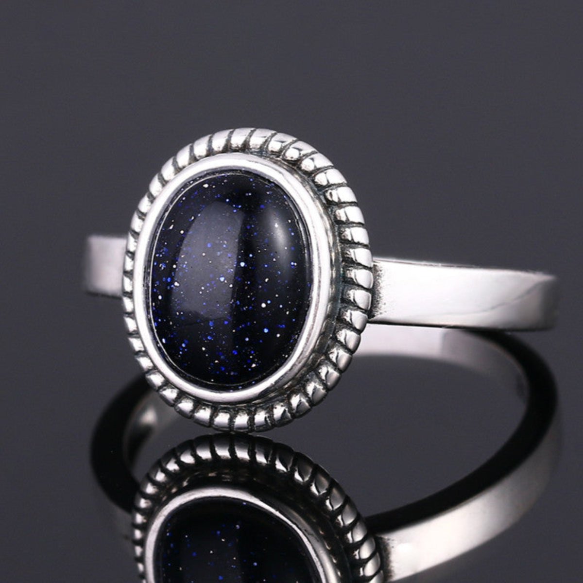 Vintage Blue Sandstone Silver Ring - Rings - Pretland | Spiritual Crystals & Jewelry
