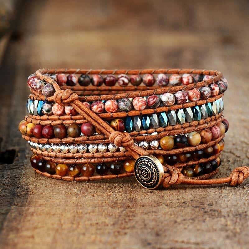 Elegant Tiger-Eye Jasper Wrap Bracelet - Wrap Bracelets - Pretland | Spiritual Crystals & Jewelry