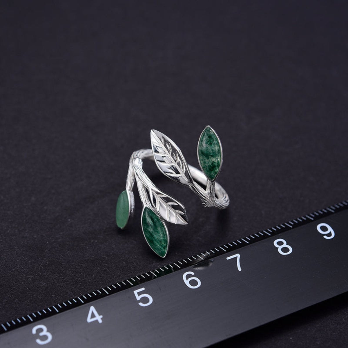 Elegant Aventurine 925 Sterling Silver Adjustable Ring - Rings - Pretland | Spiritual Crystals & Jewelry
