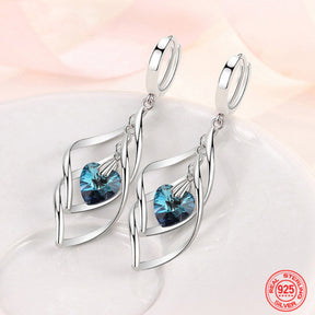 Elegant Crystals 925 Sterling Silver Earrings - Blue - Earrings - Pretland | Spiritual Crystals & Jewelry