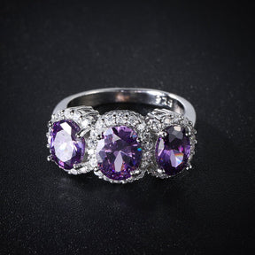 Enchanting Oval Amethyst Silver Ring - Rings - Pretland | Spiritual Crystals & Jewelry