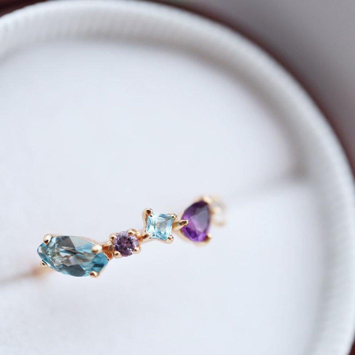 Elegant Amethyst & Sapphire Adjustable Ring - Rings - Pretland | Spiritual Crystals & Jewelry