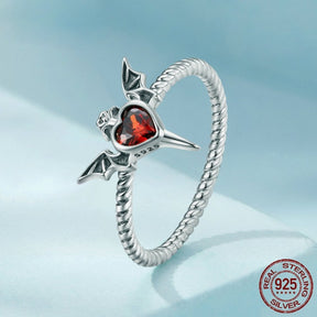 Halloween Red Heart Zirconia Silver Ring - Rings - Pretland | Spiritual Crystals & Jewelry