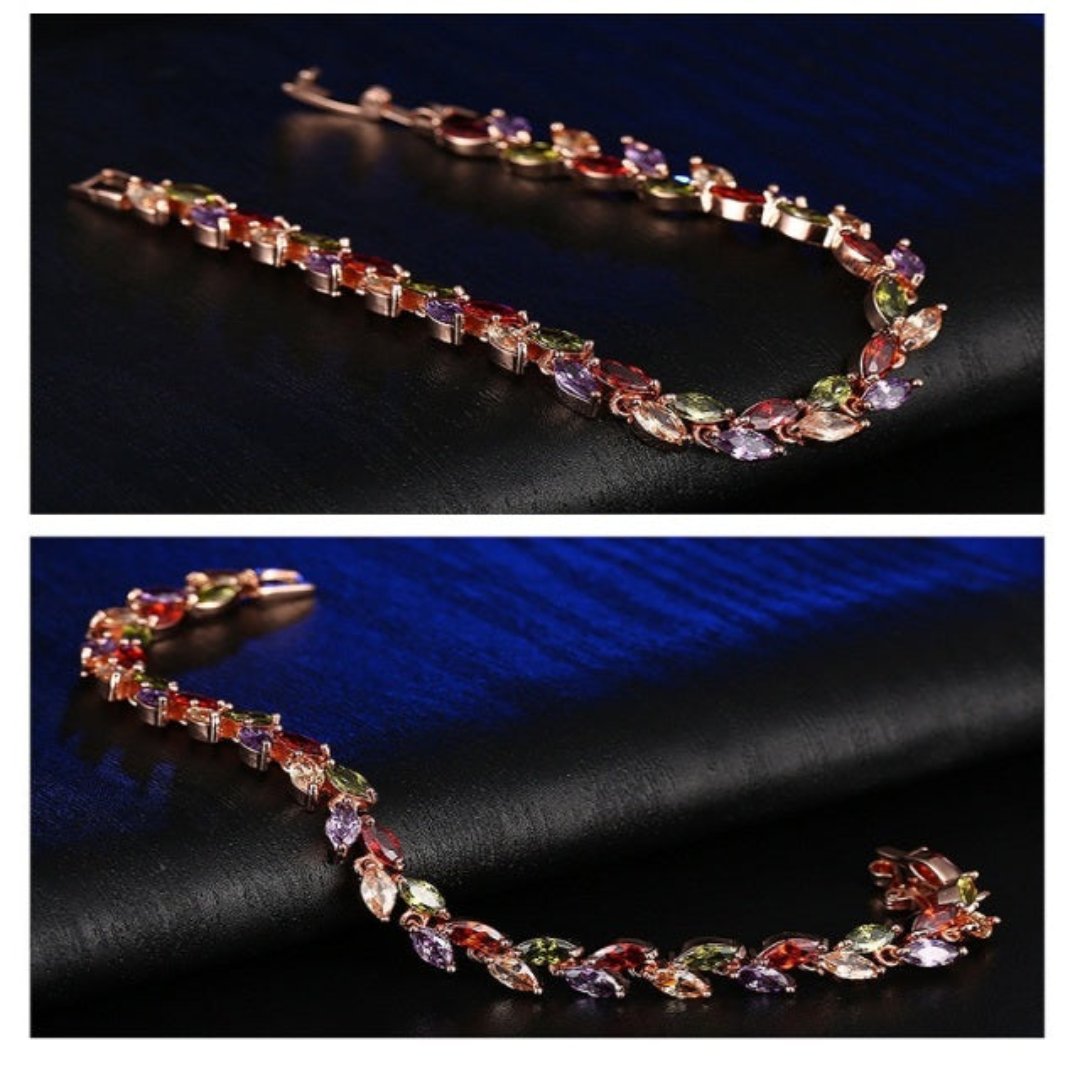 Enchanting White Zirconia & Muliticolors Bracelet - Bracelets - Pretland | Spiritual Crystals & Jewelry