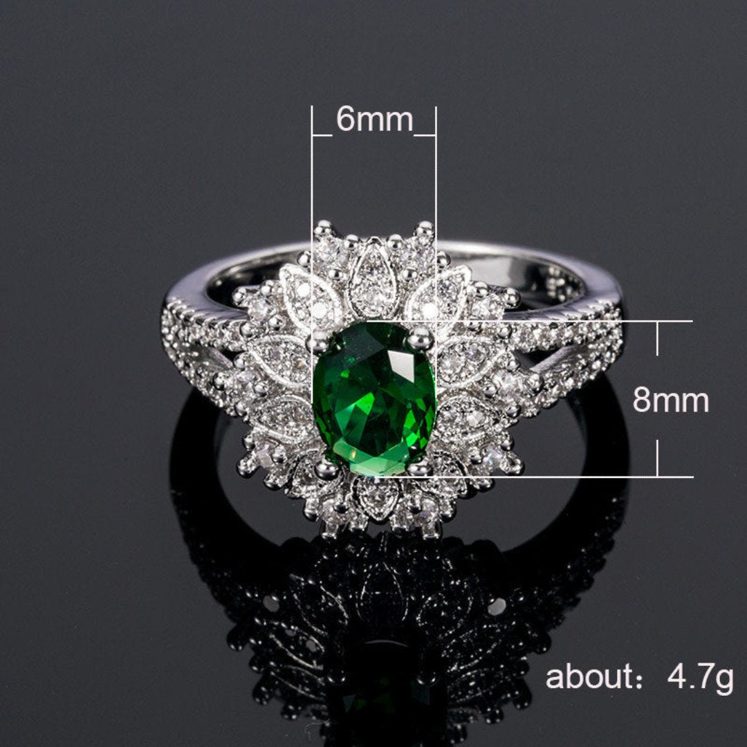 Vintage Emerald & Zircon Ring - Rings - Pretland | Spiritual Crystals & Jewelry