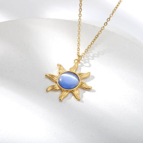 Sun Flower Moonstone & Labradorite Necklace - Necklaces - Pretland | Spiritual Crystals & Jewelry