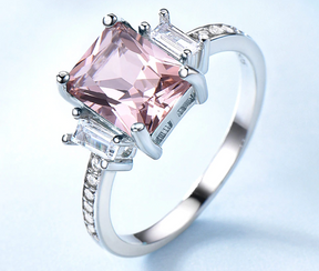 Gorgeous Morganite Sterling Silver Ring - Rings - Pretland | Spiritual Crystals & Jewelry