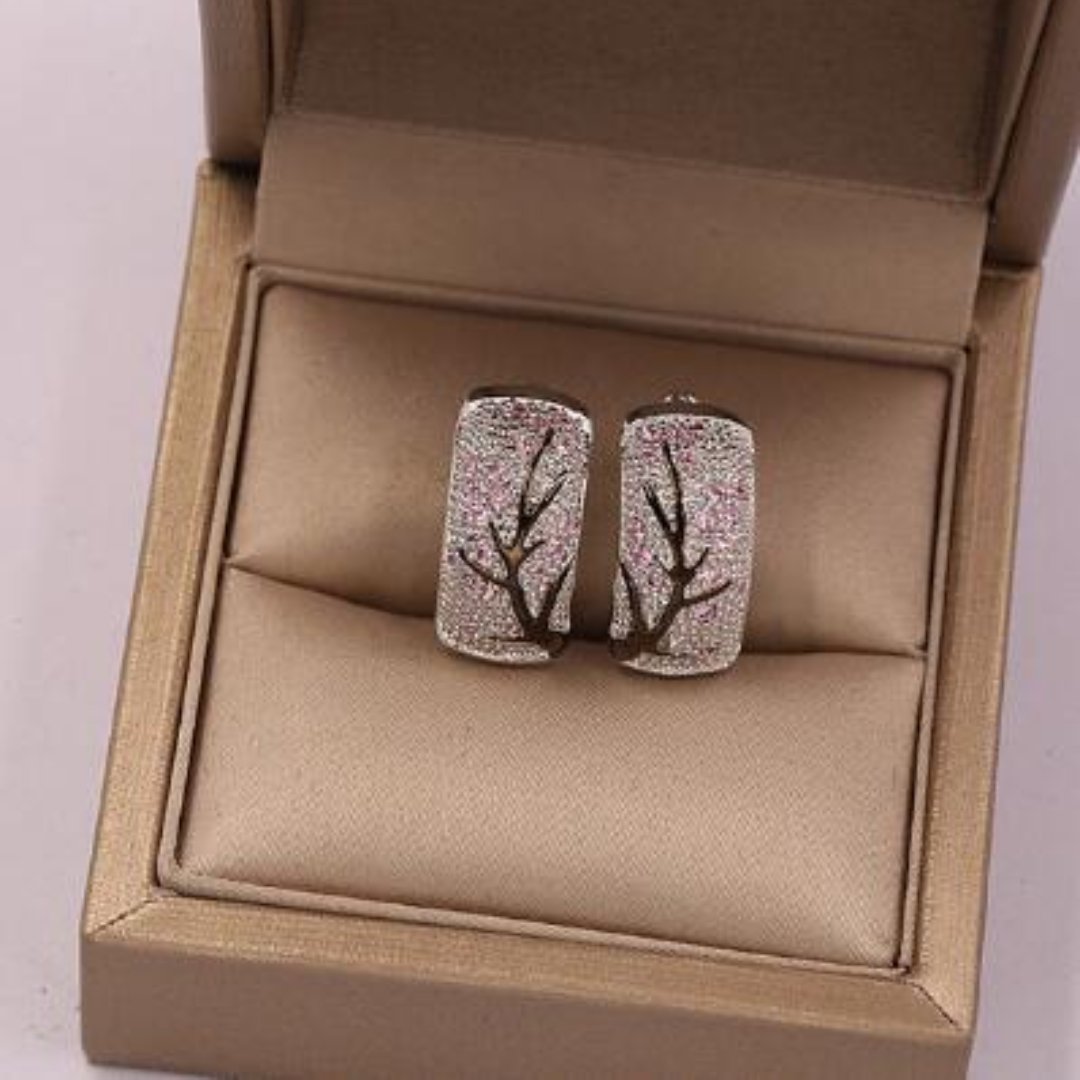Elegant Tree of Zirconia Earrings - Pink - Earrings - Pretland | Spiritual Crystals & Jewelry